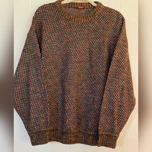 Sweater Women’s Large Brown Multicolor Wool Silk Grandpacore Unisex Italy Tweed